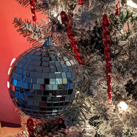Large 5" Mirrored Disco Ball Like Tree Ornament - Picture 10 of 11